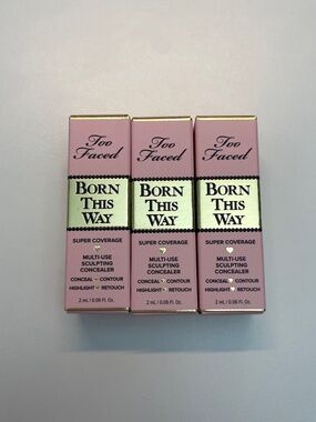NEWx3 Too Faced Born Like This Super Coverage Multi Sculpting Concealer Almond